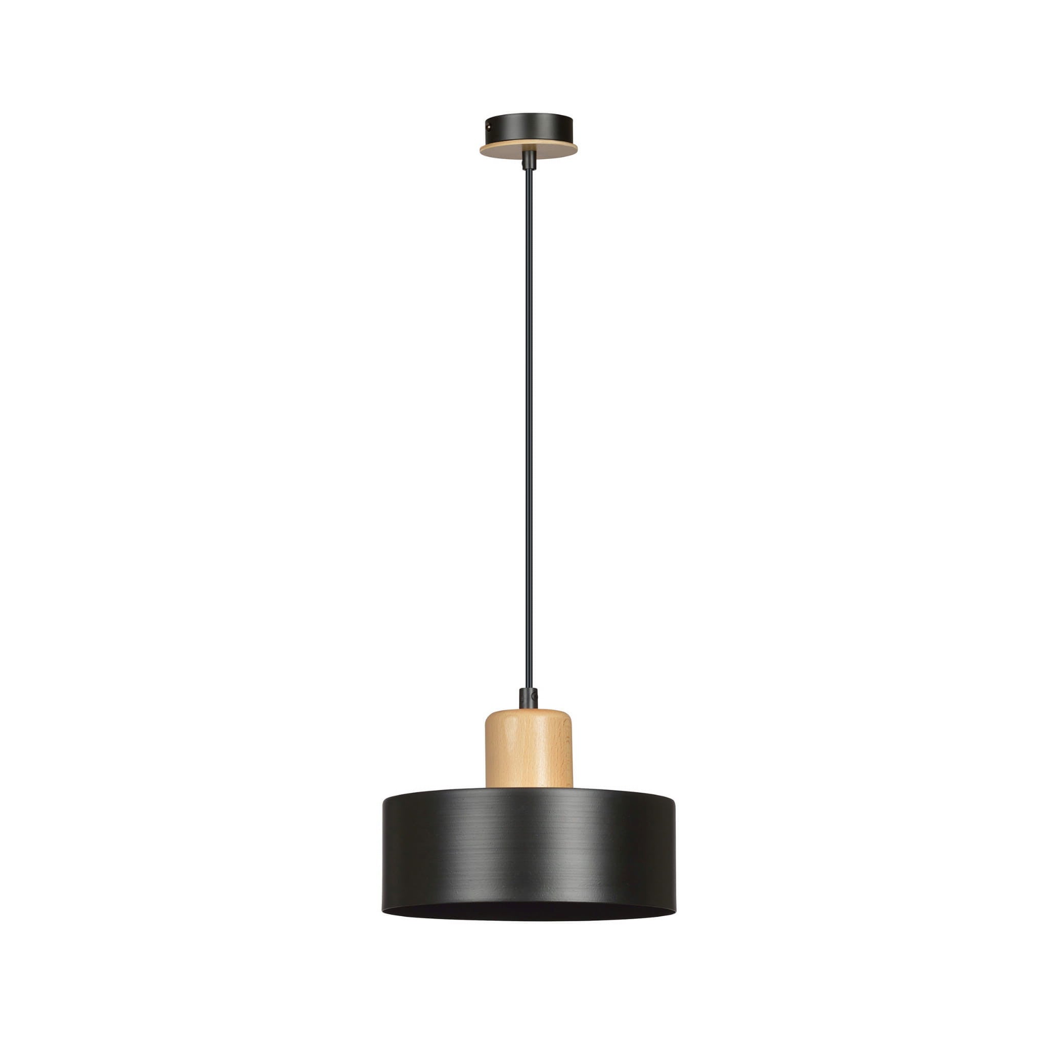 Lampa wisząca Torin czarna-jasne drewno 1xE27x15W wym: 100 x 25 x 25 cm metal Emibig