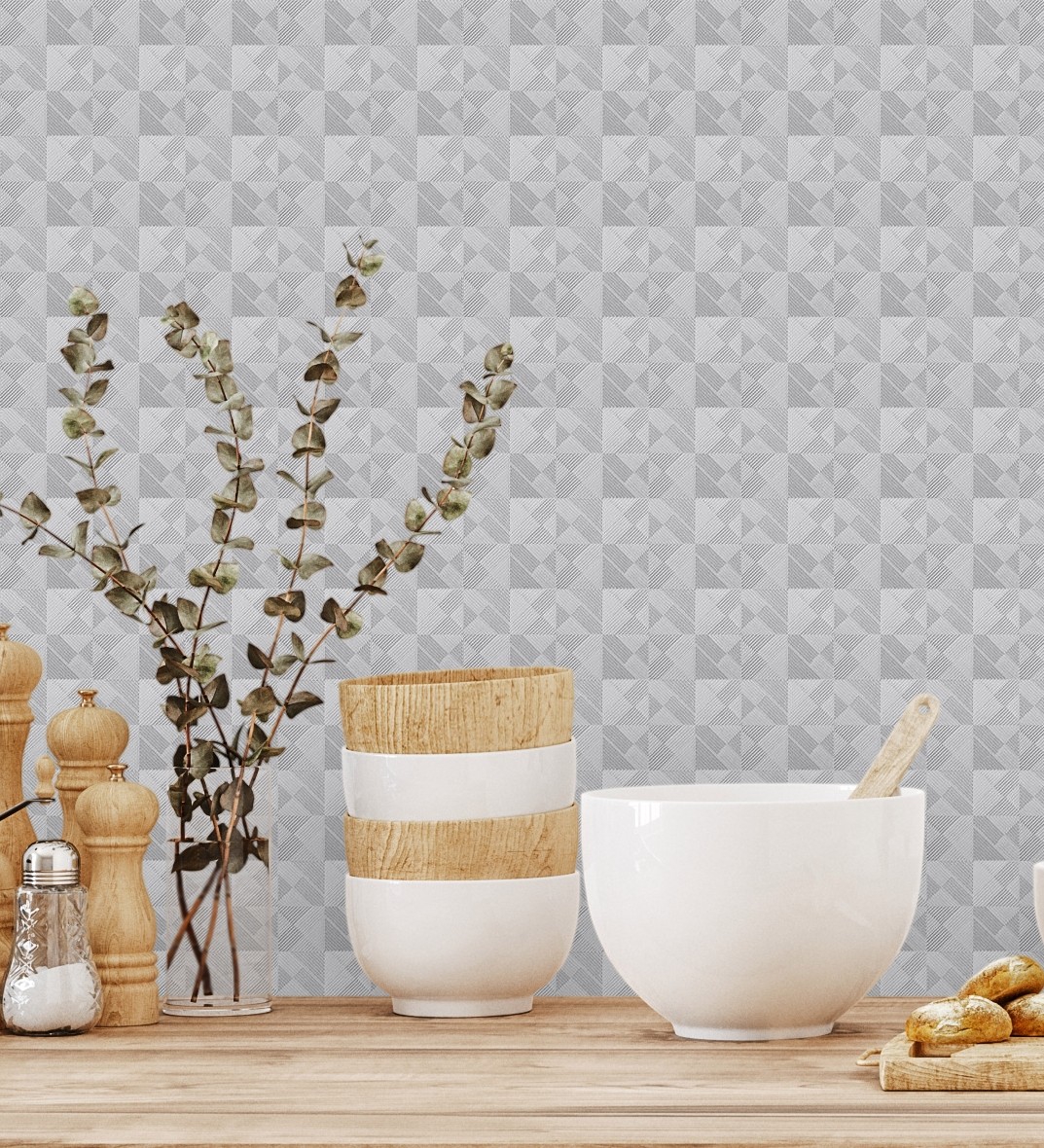 Muestra din a4 de papel pintado vinílico lavable ligeramente metalizado con textura en relieve - claxton tiles 680967 de gaulan