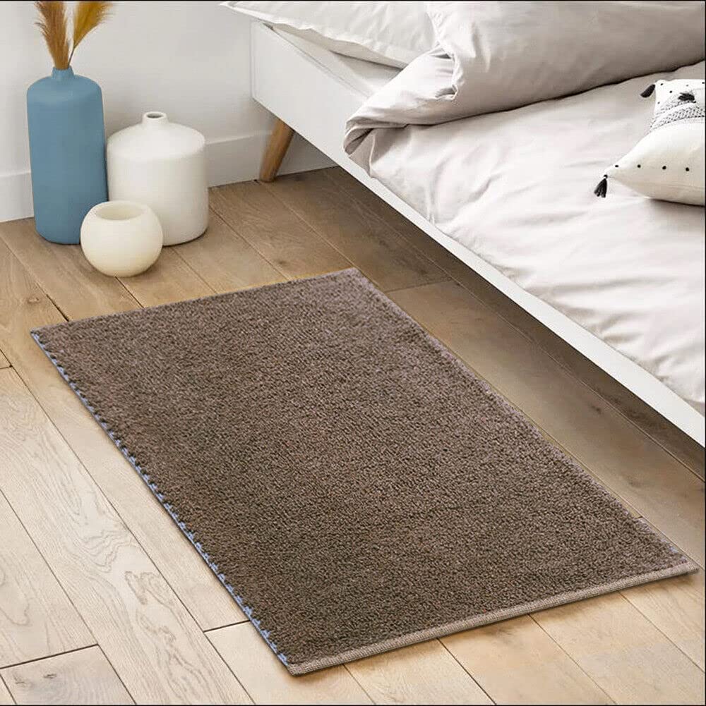 Tapete Banho 60x130 cm Tapete De Cabeceira Quarto Algodão Puro Macio Lavável 100% Fabricado Em Itália Castanho - 4