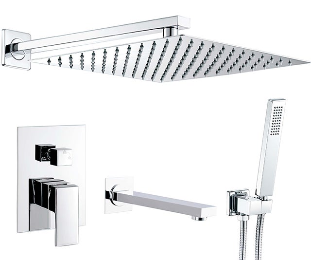 Valaz Douche encastrée avec baignoire au mur - Série Tajo - 20cm