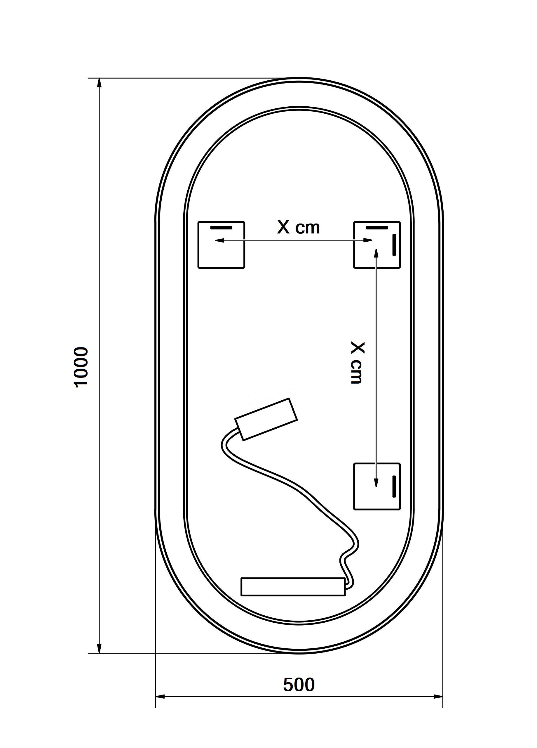 OVAL LINE LED lustro w złotej ramie 100 x 50cm z oświetleniem LED - 6