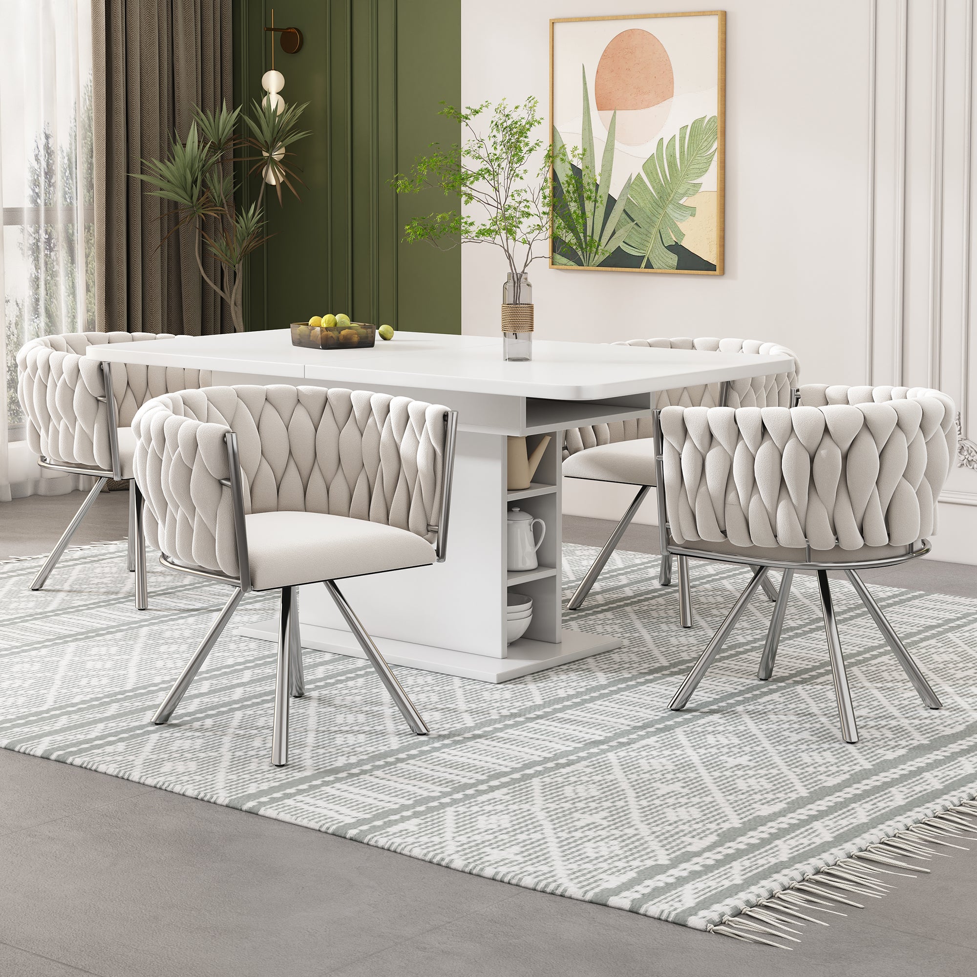 Set di 2 sedie da pranzo imbottite in PU cognac