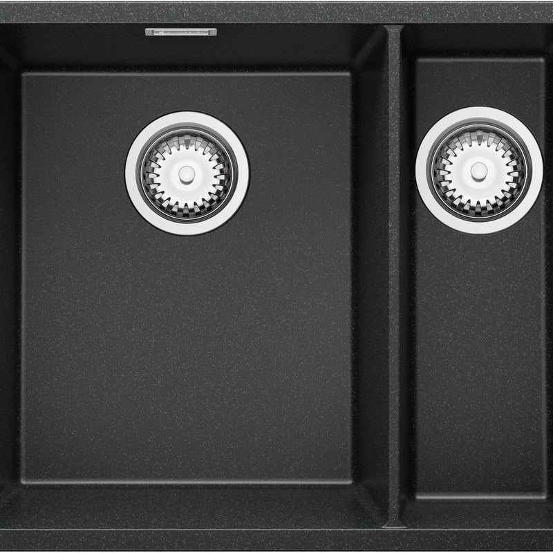 Zlewozmywak podblatowy Grafitowy 56x47cm, Zlew Kuchenny 1,5 Komorowy + Syfon, do szafki od 60cm - Londyn Duo PRIMAGRAN