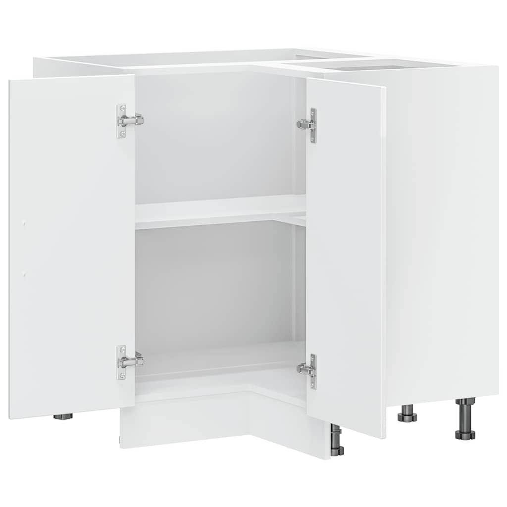Meuble Haut De Cuisine - Armoire d'angle de cuisine blanc brillant bois ingénierie 6626fr - 5