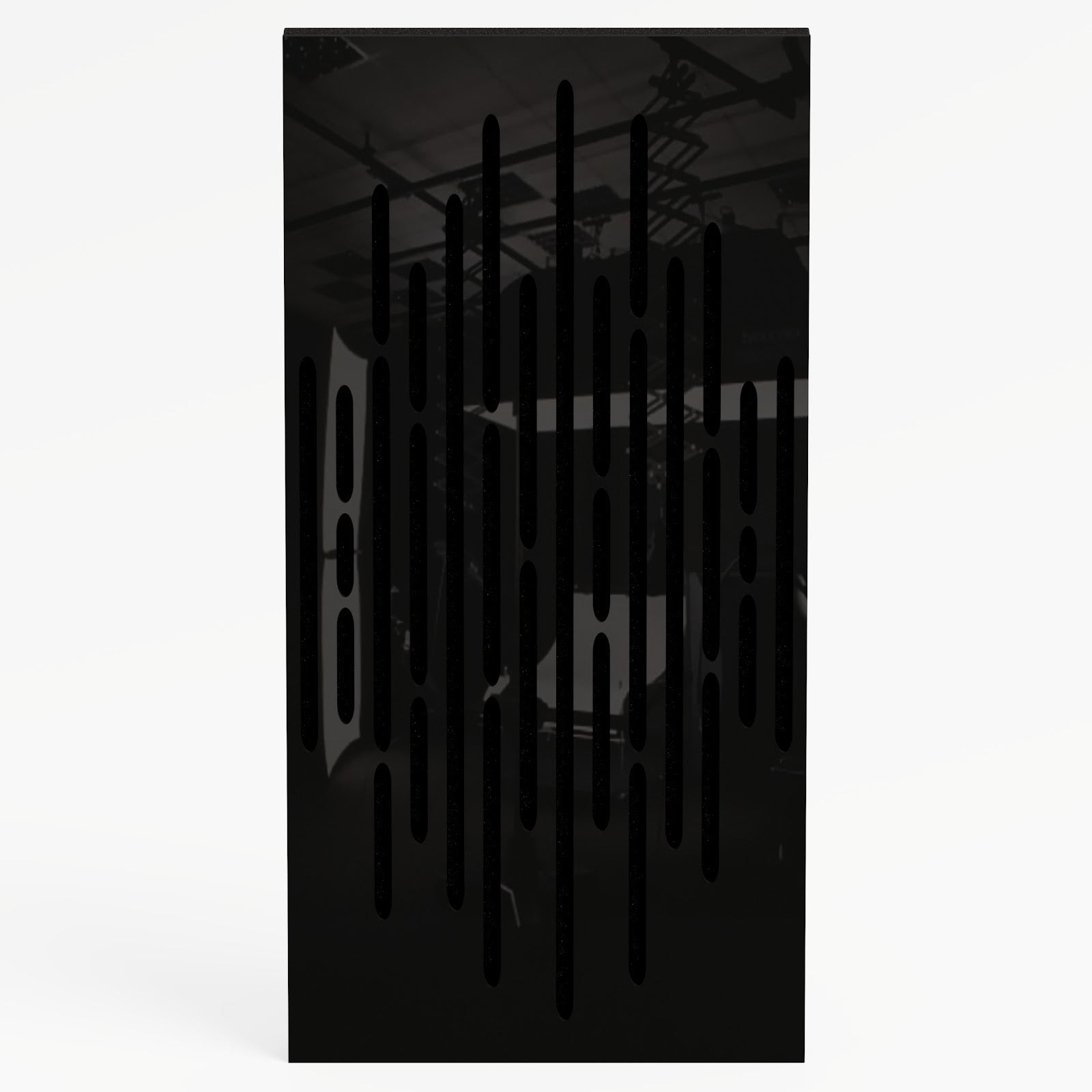 Lot de 4 Panneaux acoustiques étroits insonorisants WAVE 50x25x5 cm -0,5 m² surf.totale -Plastique perforé et mousse acoustique -Noir brilliant - 2