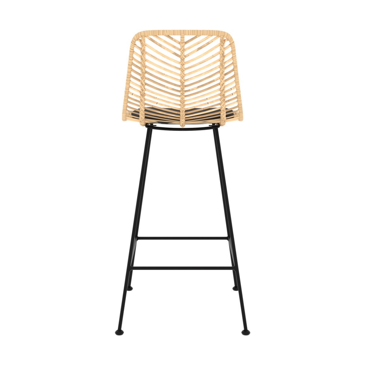 Lot de 2 chaises pour îlot central 66 cm en rotin naturel et noir - Tamara - 6