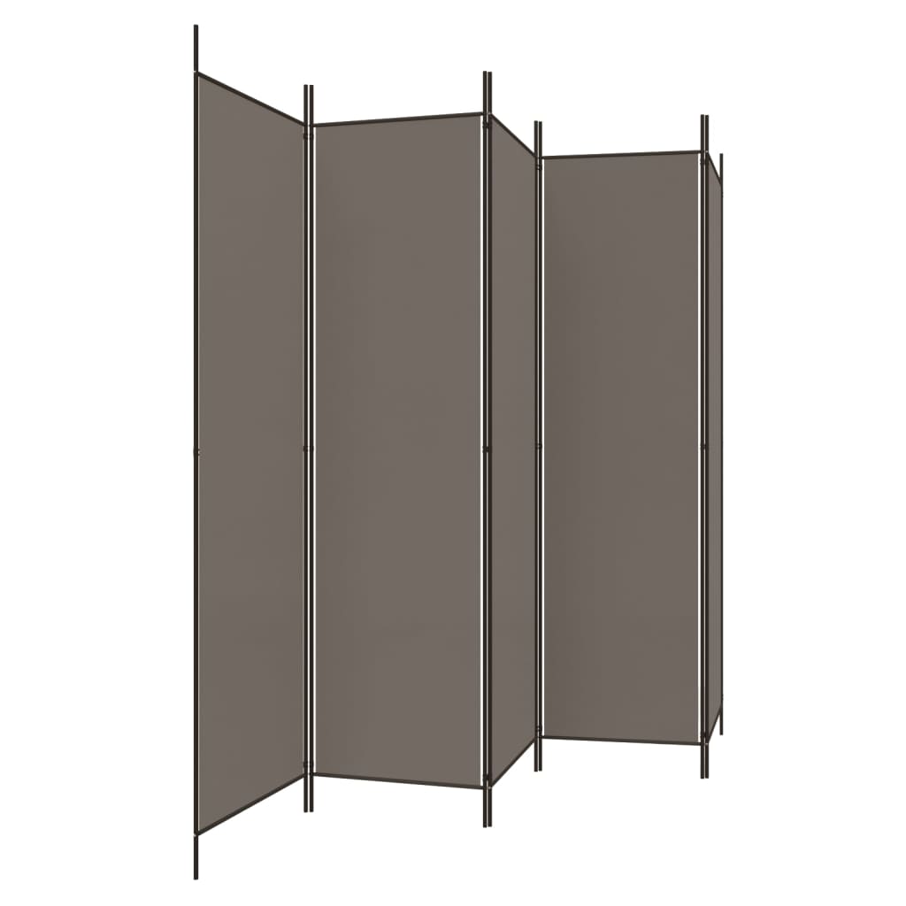Paravientos | biombo divisor de 5 paneles de tela gris antracita 250x200 cm cfw35588