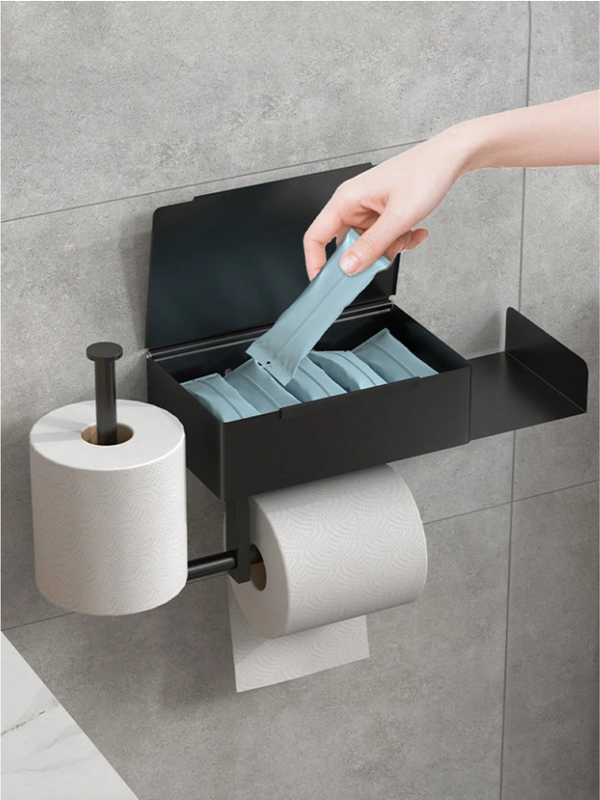 Derouleur Papier Toilette Murale,Porte Papier Toilette sur piedSupport Papier Toilette sans percage pour Salle de Bain, Cuisines,Noir