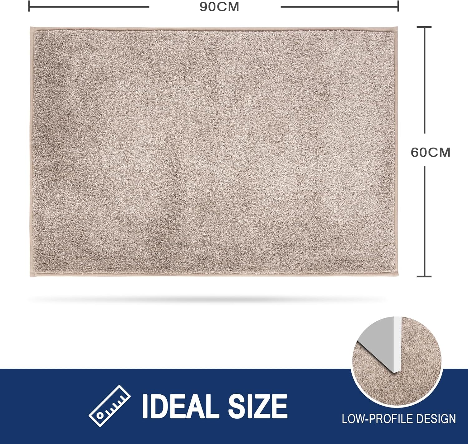Paillasson Attrape-Poussière, Tapis de Sol Antidérapant Lavable en Machine, Absorbantes pour Entrée, Porte et Couloir, Beige, 60 x 90 cm - 2