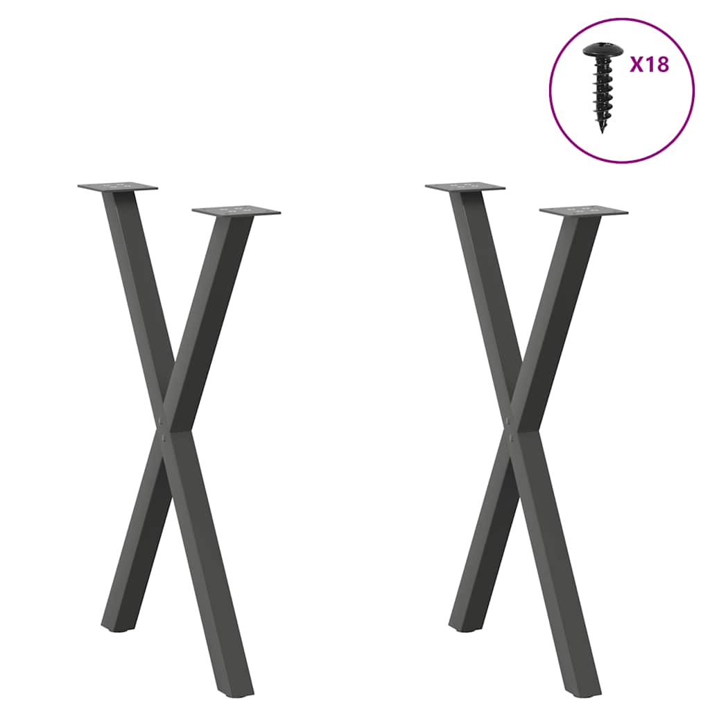 Maison Exclusive - Pieds de table à manger en forme de X, 2 pièces, anthracite, 57 x (72-73) cm, acier - 3
