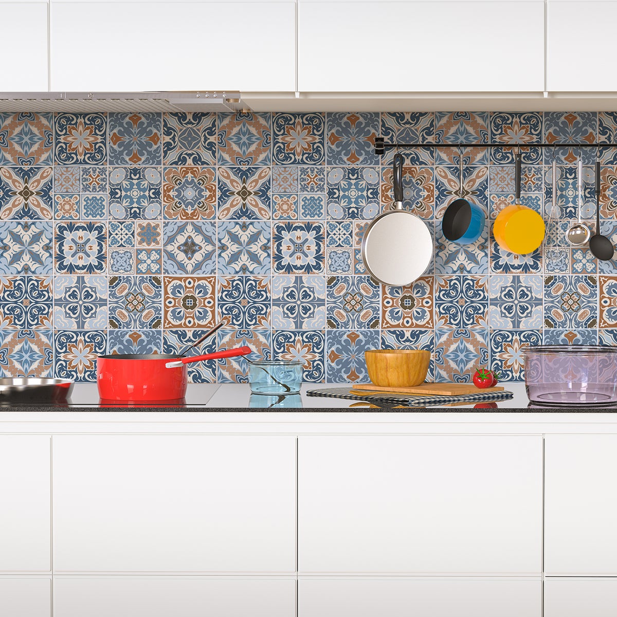Lot De 16 Stickers Décoratifs Pour Carrelage Pula - Autocollants Murs Cuisine, Vinyle Amovible