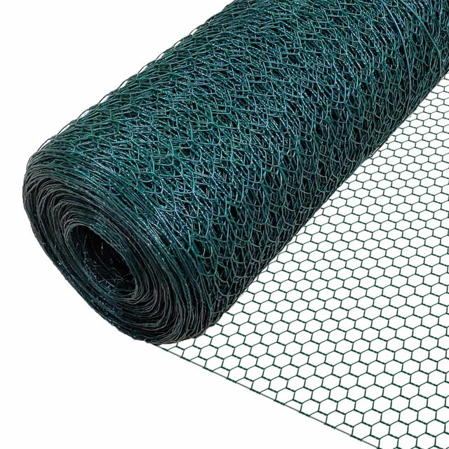 Grillage métallique gainé de PVC vert - Maille 25mm - 1x25M - Filet de clôture pour poulailler - VOUNOT®