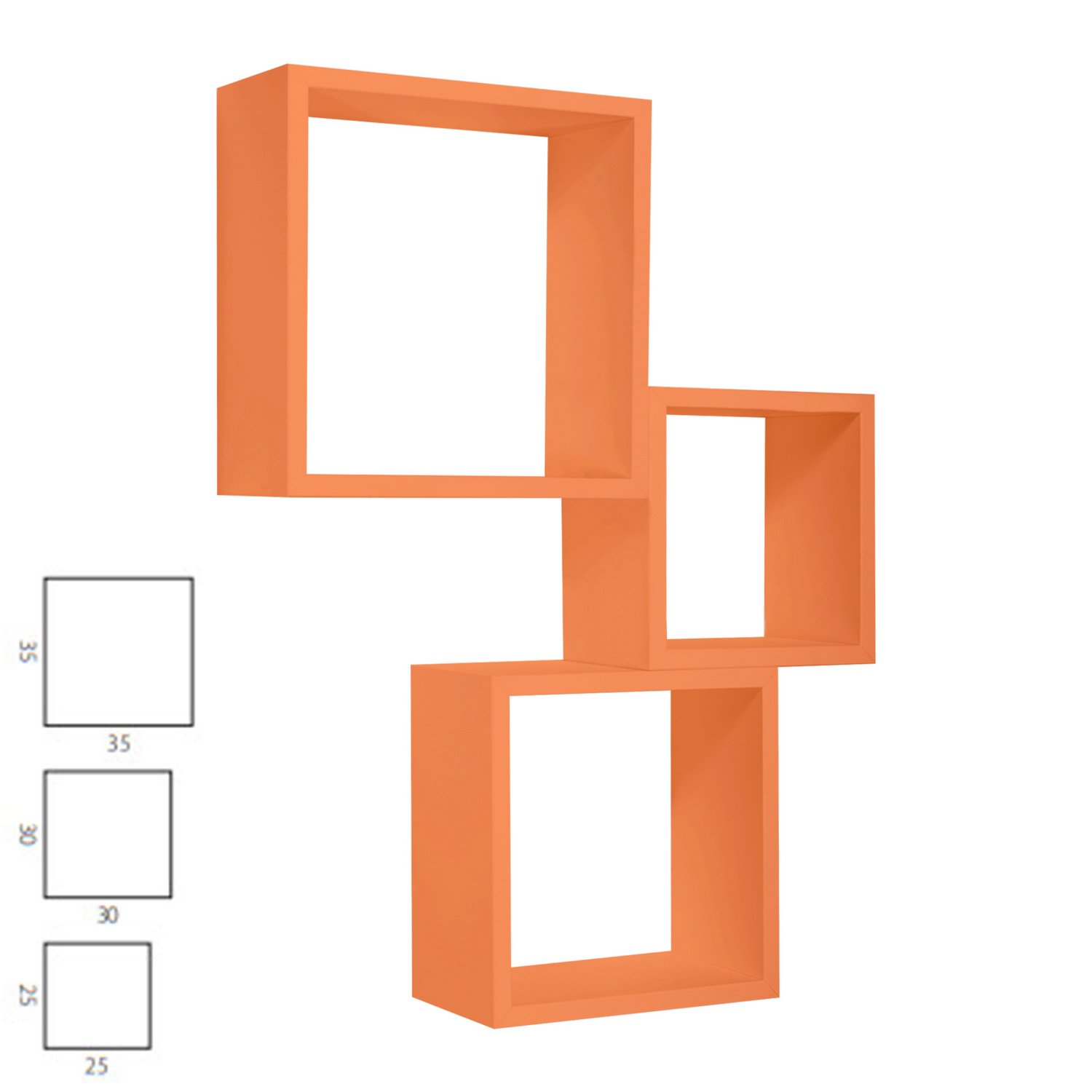 Étagères cubiques murales Lot de 3 cubes modulaires Orange mod. InCubo - 3