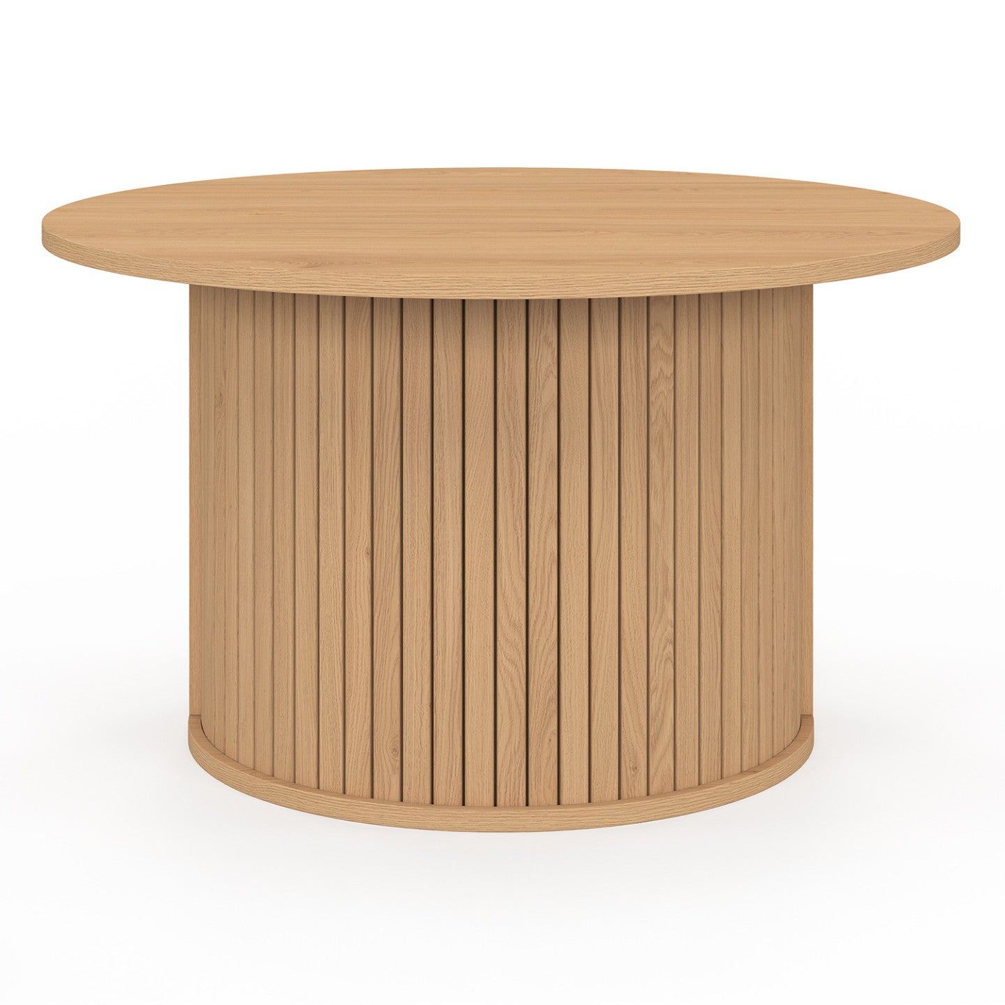 Table basse ronde JULIETTE 70 cm lattes tasseau bois coloris chêne - 3