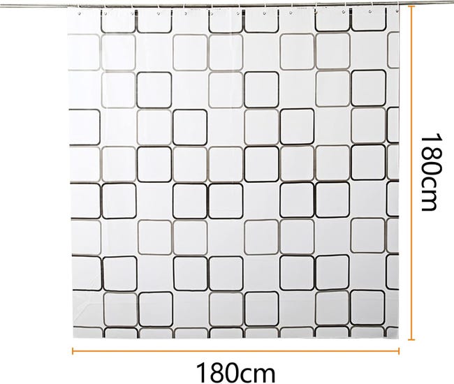 Tenda Doccia 180x180 Cm Impermeabile | Tessuto PEVA Antimuffa | Con 12 Ganci | Lavabile In Lavatrice - Foto 2