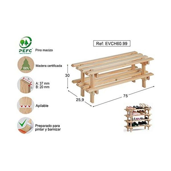 Meuble à chaussures en Bois Beige 8 paires maximum - 2