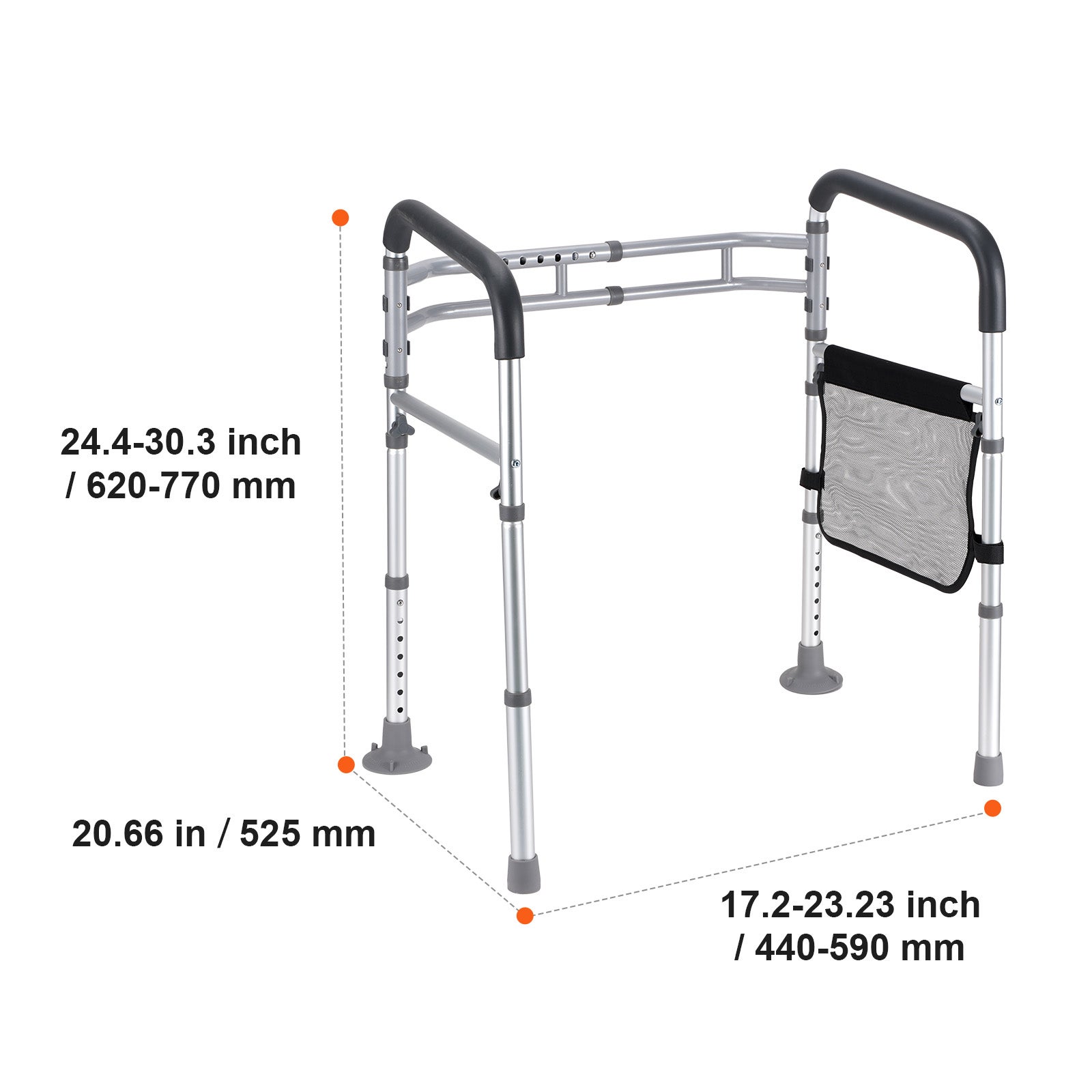 Barre de sécurité pour toilettes,SucceBuy siège pliable 300 lb,poignées antidérapantes,rampes polyvalentes,tube en alliage d'aluminium - 2