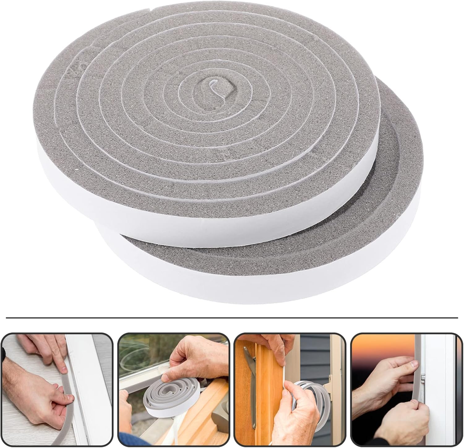 2 rollos de tiras de sellado para puertas, sellador aislante para ventanas, cinta de espuma para aire acondicionado, cinta de espuma insonorizada - 5