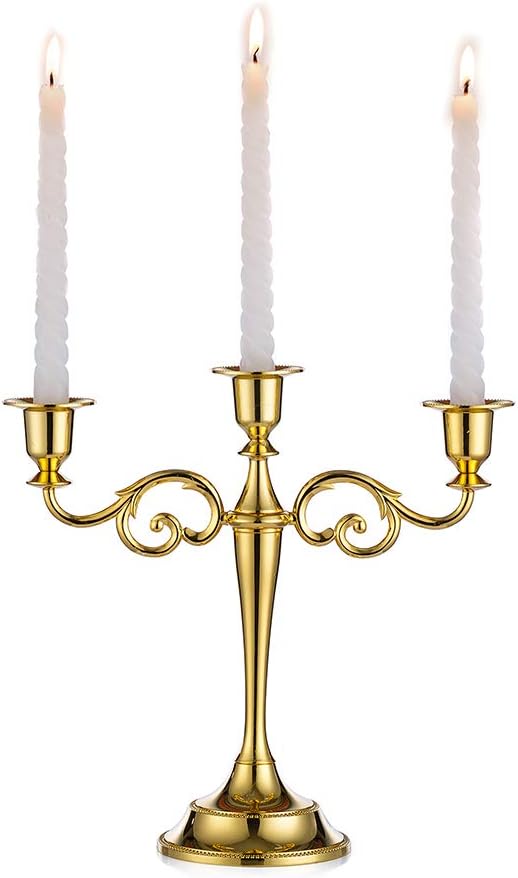 Candelabro de metal para velas - Candelabro de pilar retro - Centro de mesa decorativo para bodas, fiestas, días festivos, 13.5 x 9.98 x 4.97 cm