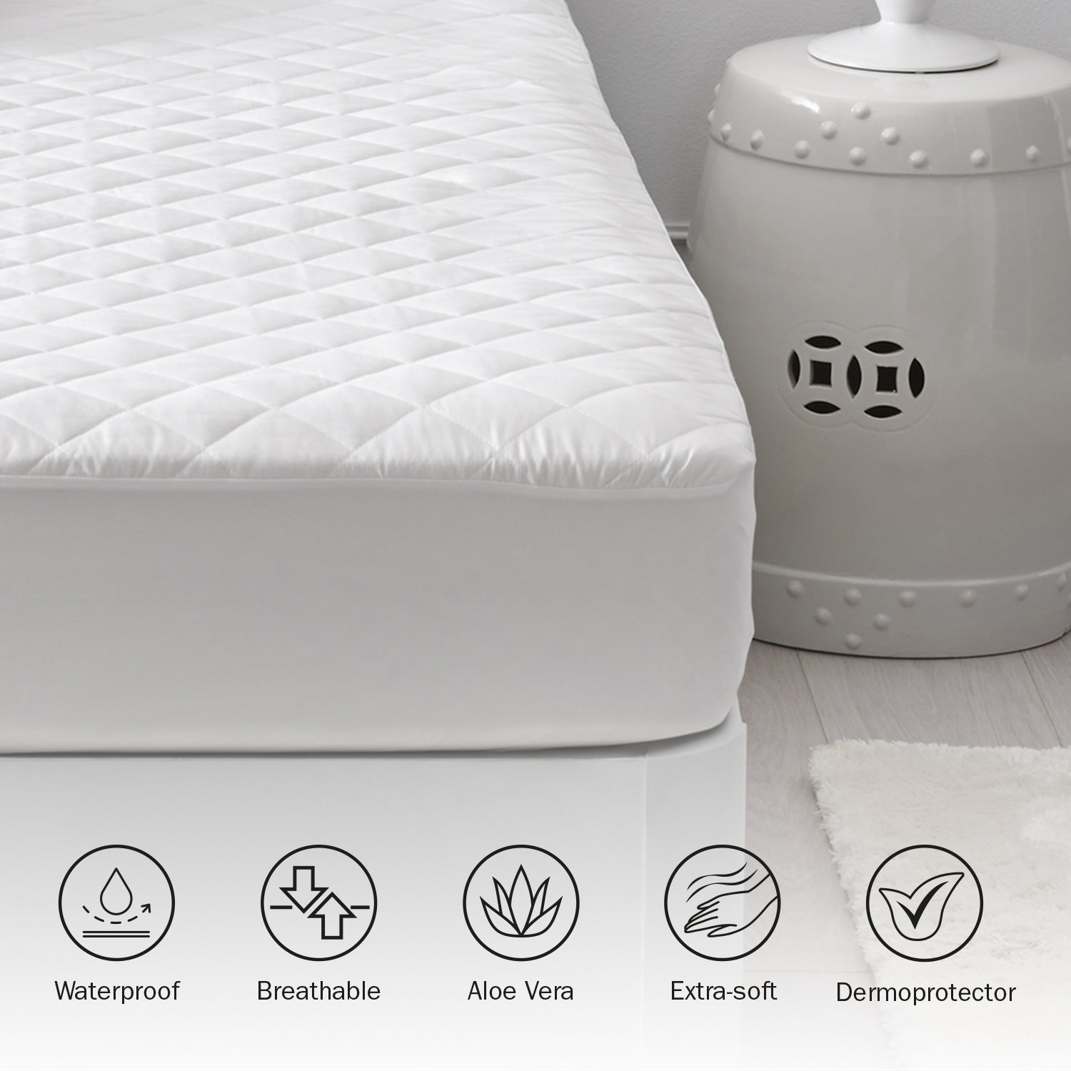 Protector de colchón 90x196cm| PIKOLIN HOME| Aloe Vera| Hasta 32cm - 5