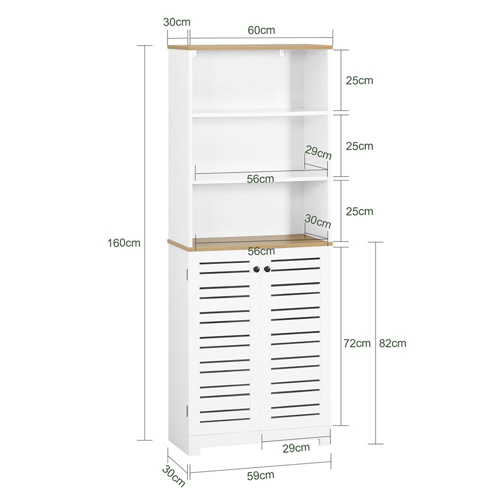 Mueble Columna de baño Armario para baño con 5 Estantes Estanterías de baño Blanco Medidas: 60x30x160cm BZR44-W SoBuy ES - 3