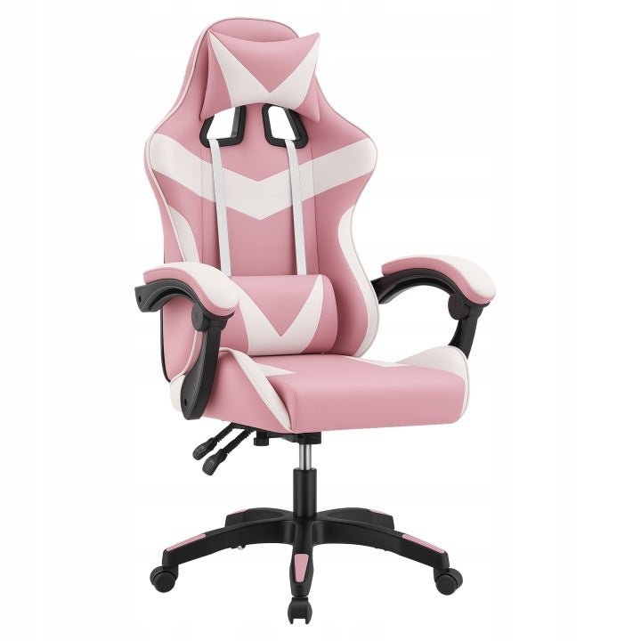 Fotel gamingowy gracza biurowy komputerowy poduszka lędźwiowa KG109 różowy