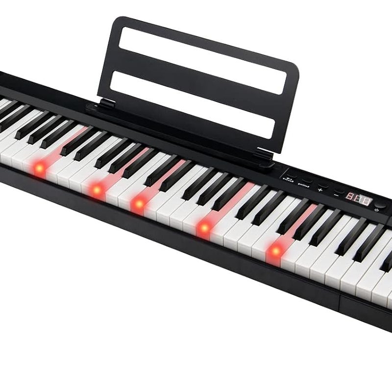 Klawiatura Elektroniczna z 88 Klawiszami, Pianino Cyfrowe z Torbą do Przenoszenia i Pulpitkiem, Wyświetlaczem Cyfrowym i Iluminacją LED Klawiatury