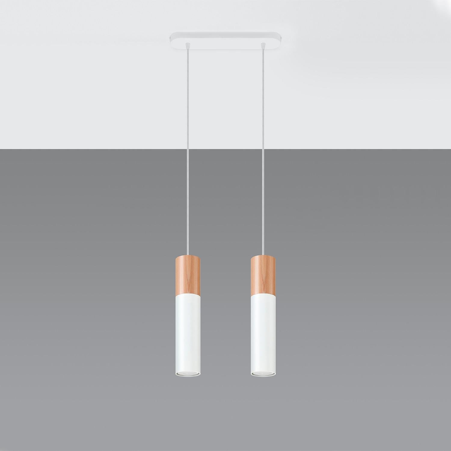 Lampa sufitowa wisząca Pablo czarna-naturalne drewno 2xGU10x12W wym: 100 x 34 x 34 cm aluminium Sollux Lighting