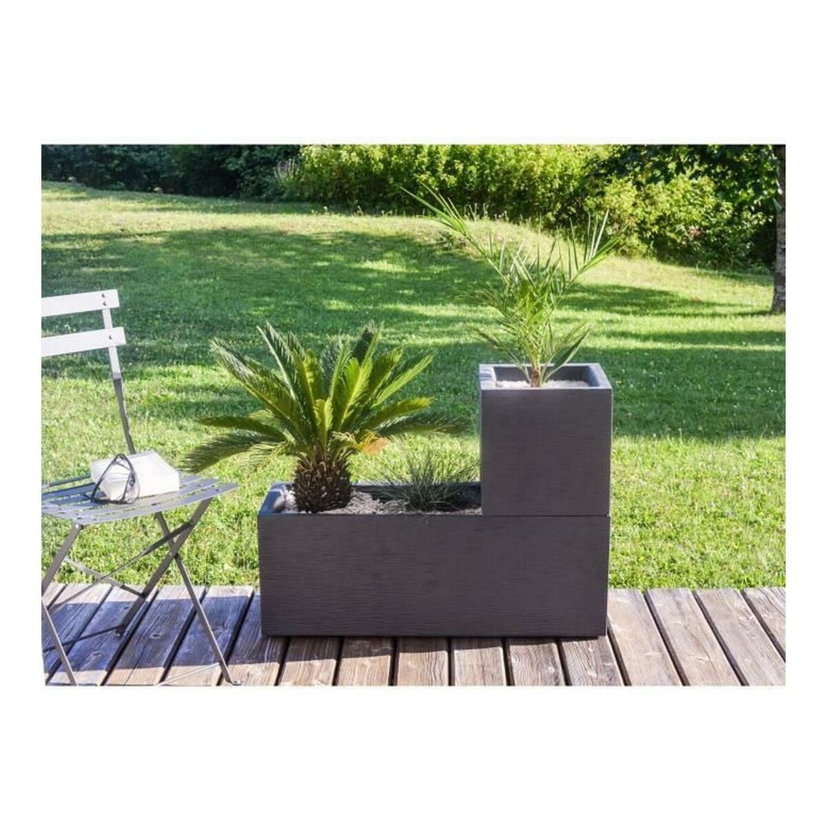 Jardinière carrée Graphit Up 29,5 x 29,5 x 29,5 cm - 21 L - Gris anthracite - Eda - 4