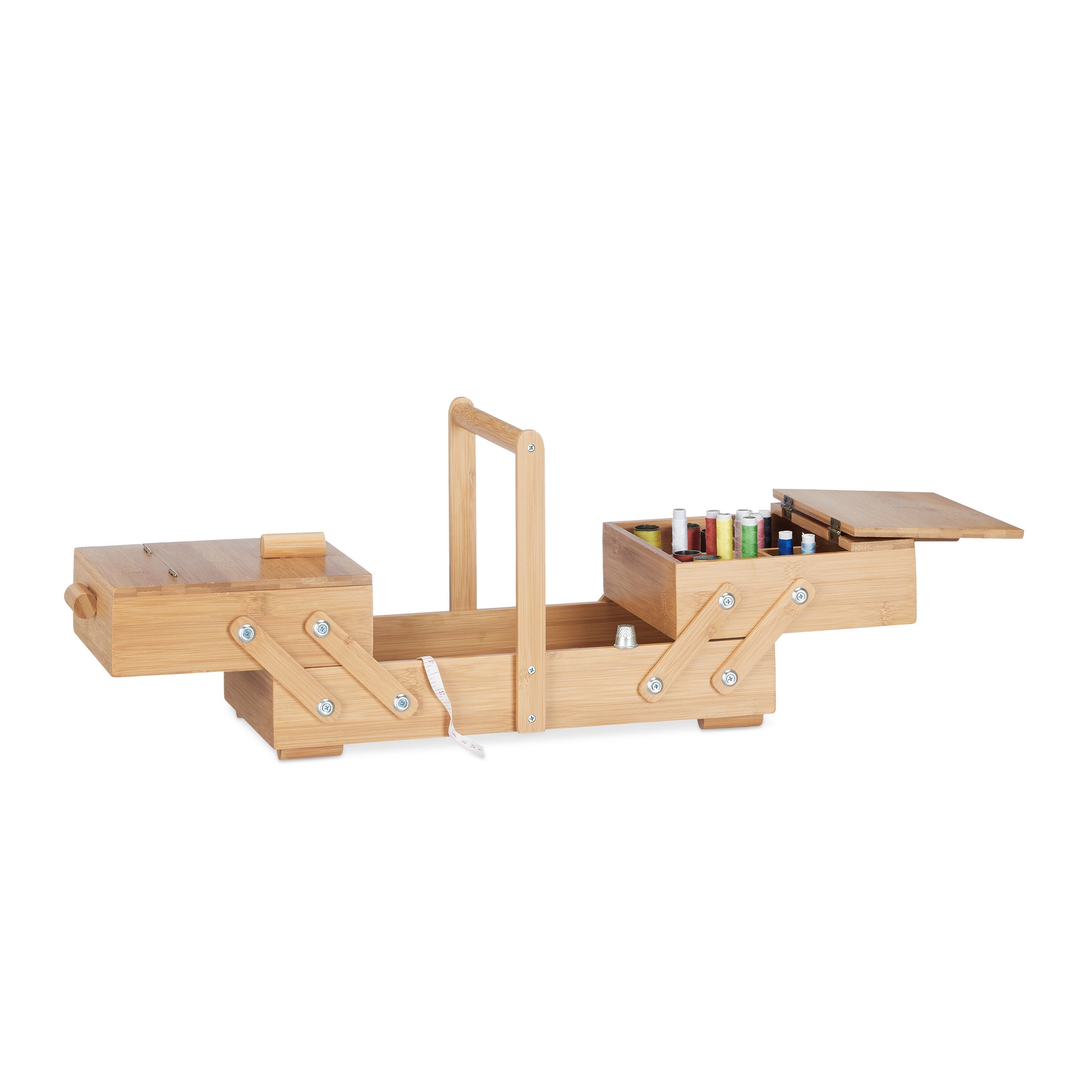 Organizer Cucito Con Scomparti - Scatola Porta Accessori 25x16x10,4 Cm, Tessuto, Con Maniglia