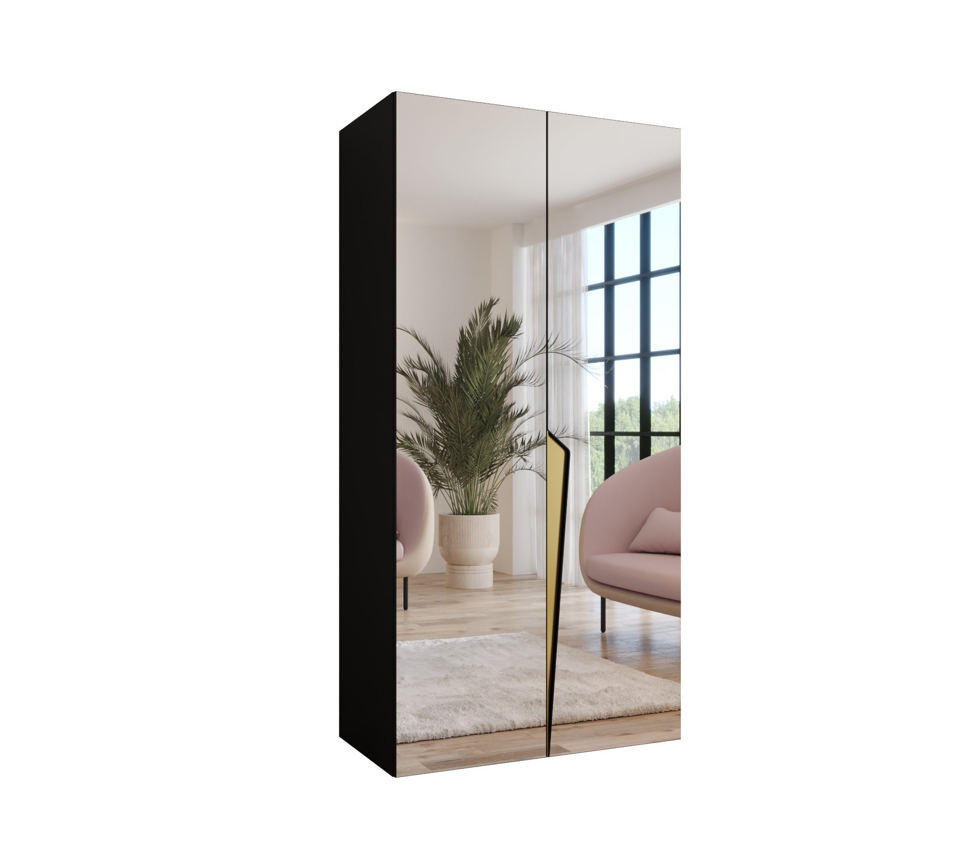 Szafa uchylna otwierana Piano 3 100 x 52 x 202 cm czarny + u. Złoty Abiks Meble