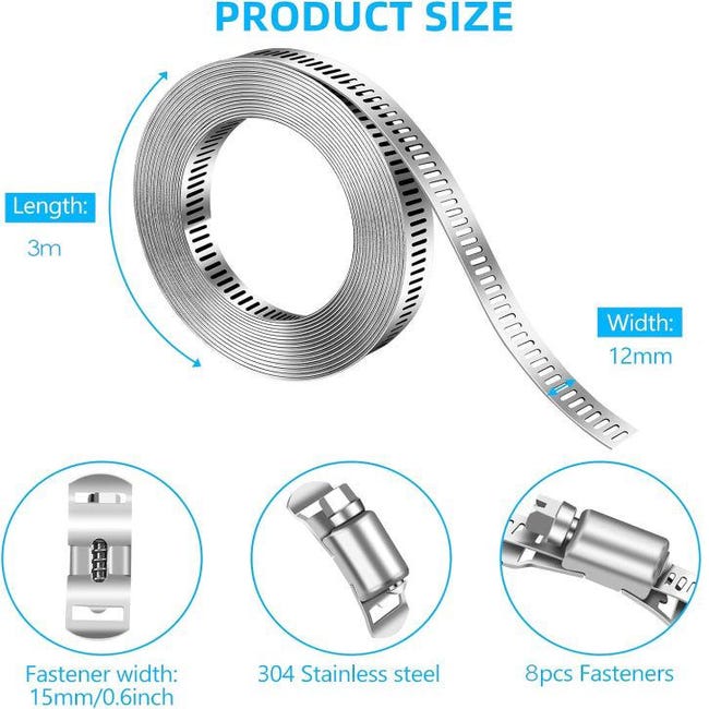 Glarks Set 40 Fascette Stringitubo In Acciaio Inox 304 Regolabili 8-38 Mm – Morsetti A Vite Per Tubi Acqua, Auto, Meccanica
