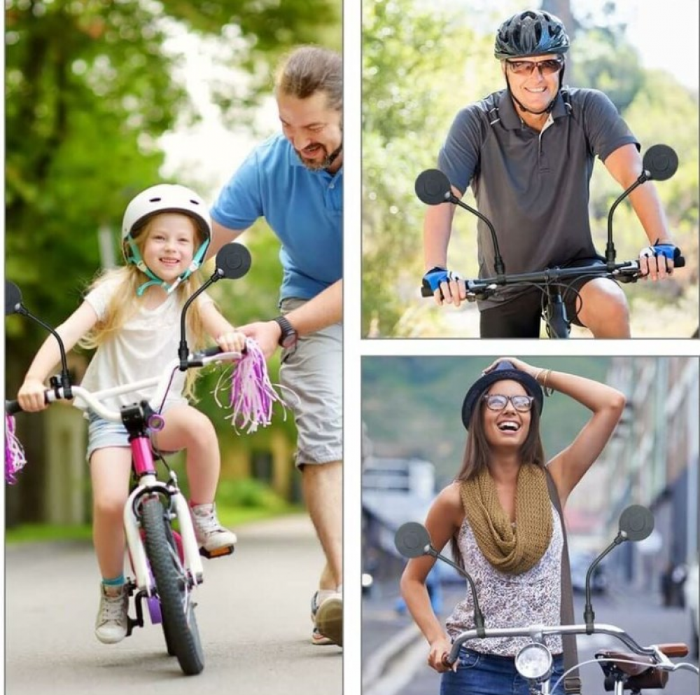 Rétroviseur Vélo, 2 Rétroviseurs de Vélo Grand Angle Rotatifs à 360°, Rétroviseurs de Sécurité Convexes en Acrylique pour Guidon de 22 à 30 mm - 3