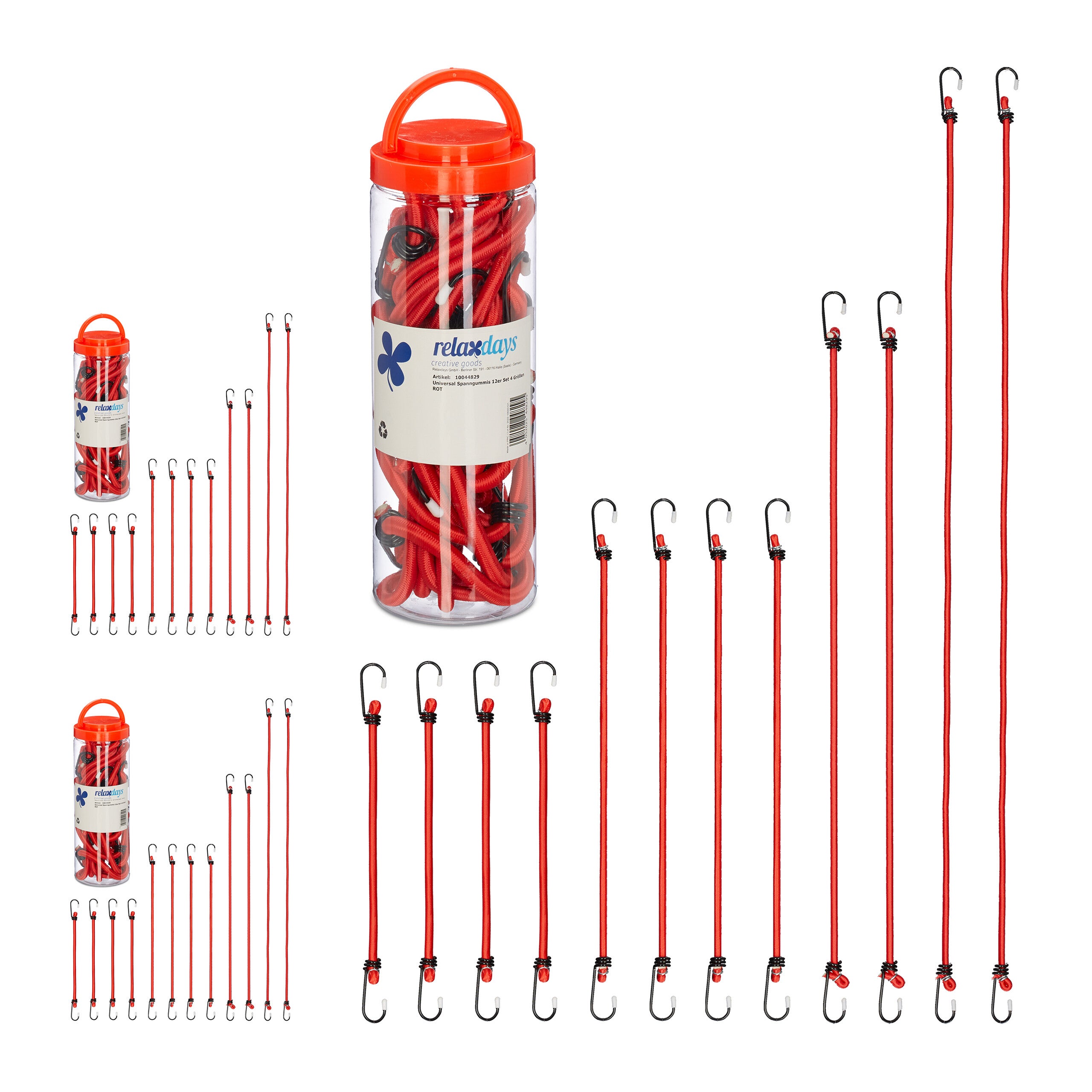 Rhino USA Tendeurs Élastiques 28 Pièces - 40kg Résistance - 4 Clips Bâche Offerts - Pour Camping Et Transport