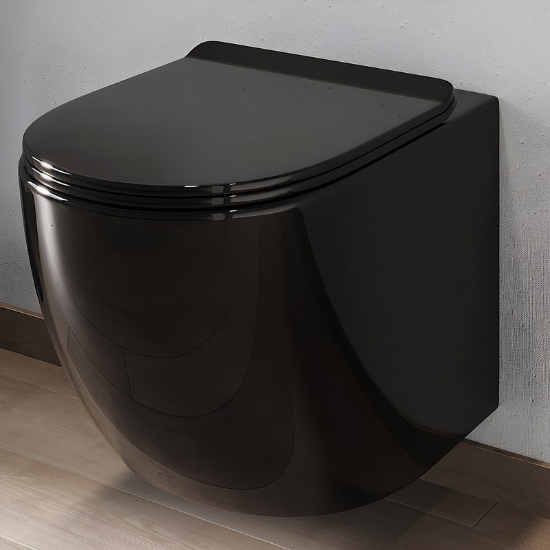 Toaleta WC podwieszana z ceramiki czarnej i błyszczącej bez kołnierza – JAVOINE