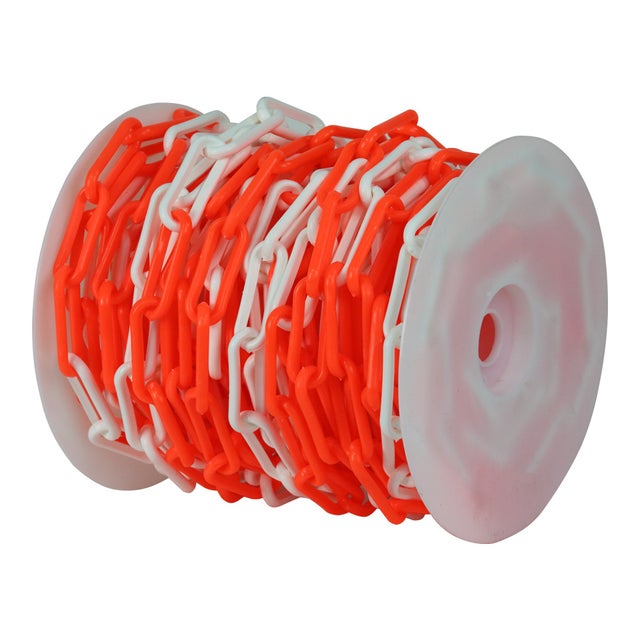 Chaîne Ø 6mm x 50m Orange fluo/Blanc en bobine - SIGNAL - 1165328
