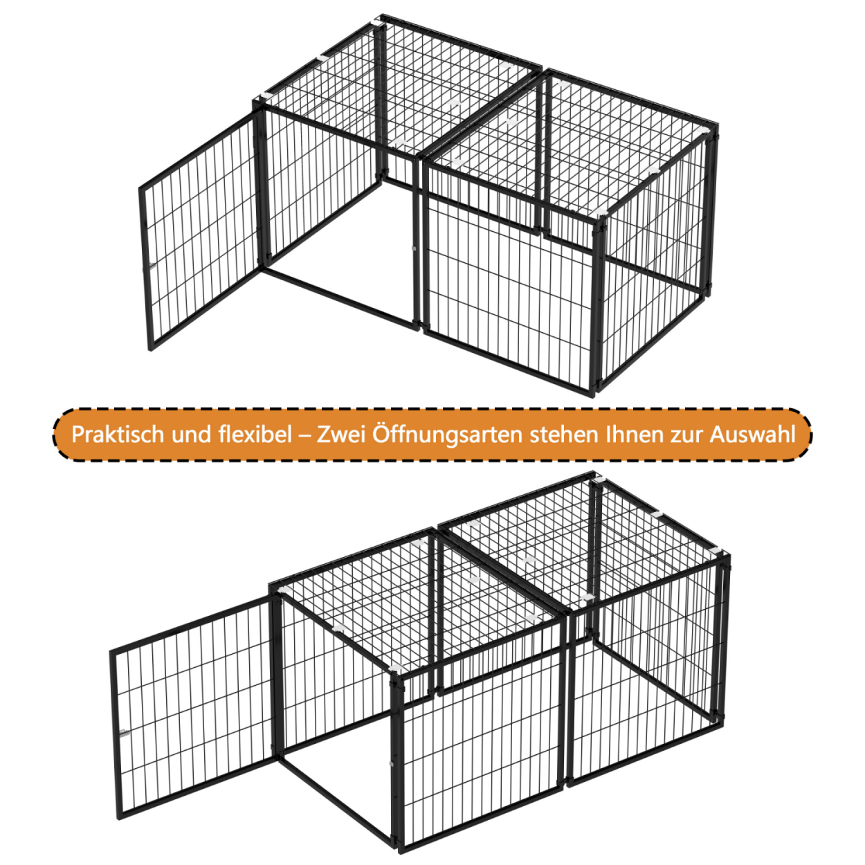 Jaula para perros con tapa de seguridad y puerta regulable, con alfombra de PVC, 120×60×60 cm, Negro - 8
