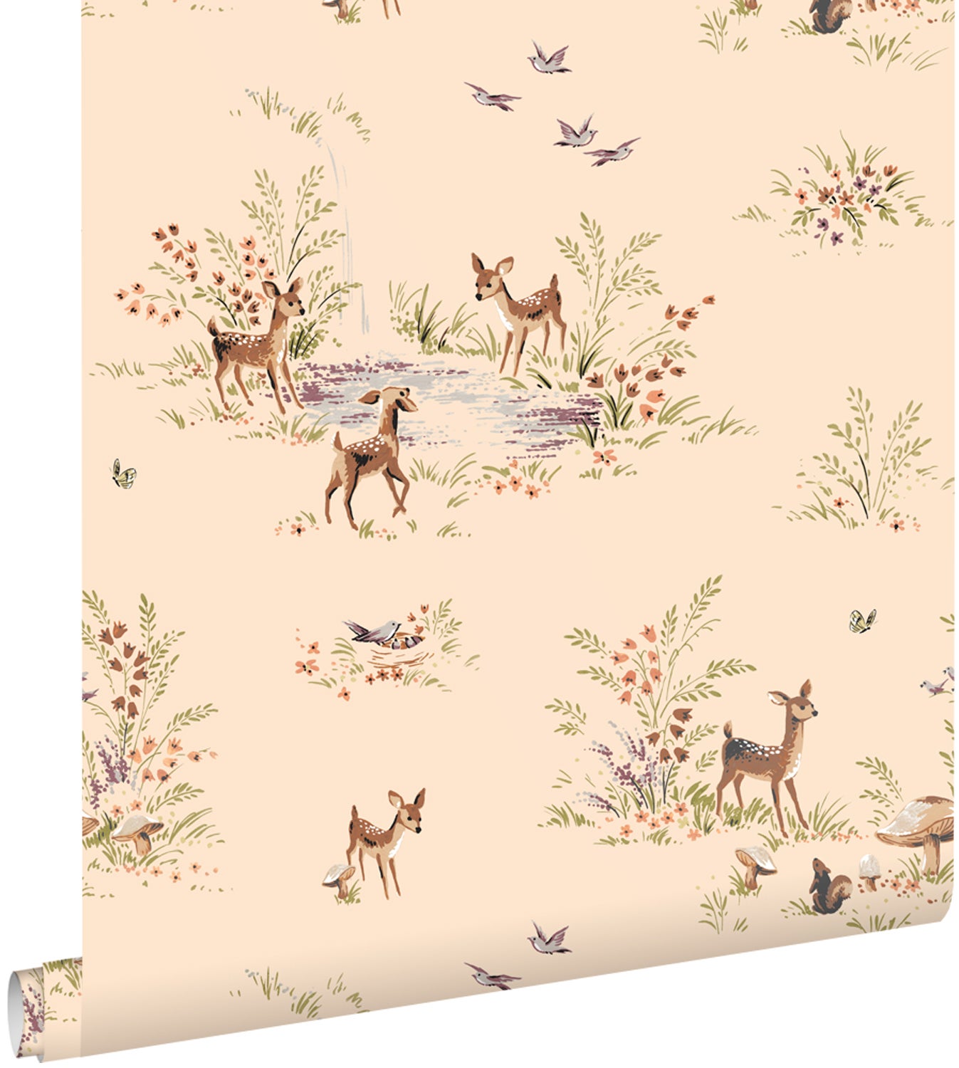Tapeta jeleń ciepły beż - 50 x 900 cm - ESTAHOME