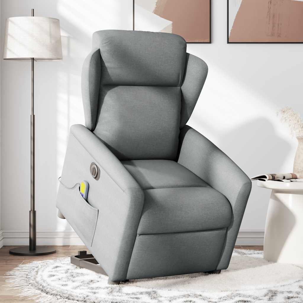 Sillón de salón | silla | sillón de masaje eléctrico reclinable elevable tela gris claro cfw823378