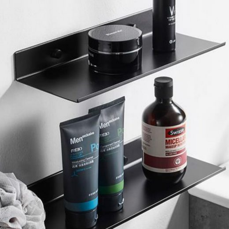 Set di 2 mensole da bagno in alluminio spaziale, 30*12.5*3 cm, adatto per il bagno, facile da installare - 4