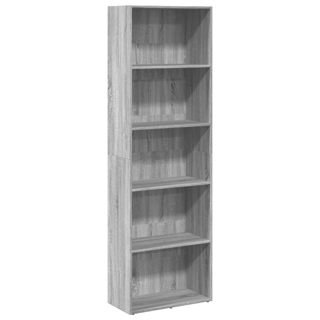 Bibliothèque pour Séjour en Bois Gris H. 189 x l. 60 x P. 30 cm - 2