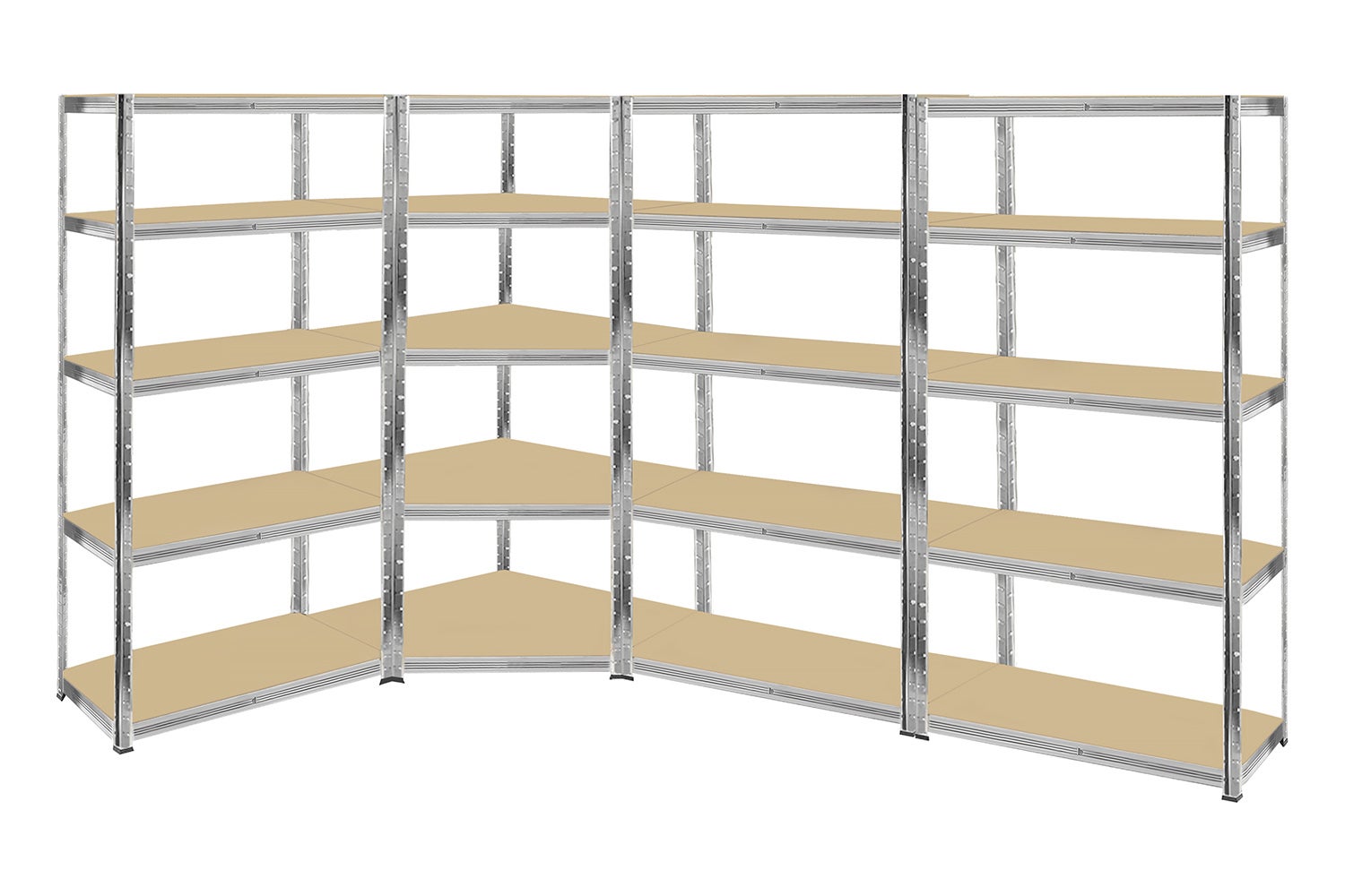 Zestaw czterech regałów magazynowych lekkich 900x300x1800mm lewy KTD