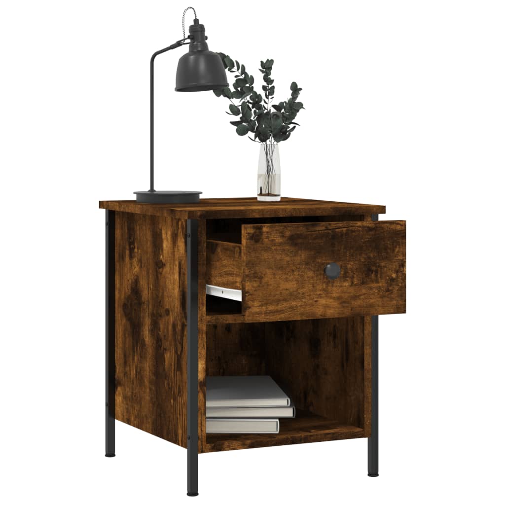 Table de chevet chêne fumé 40x42x50 cm bois d'ingénierie - 3