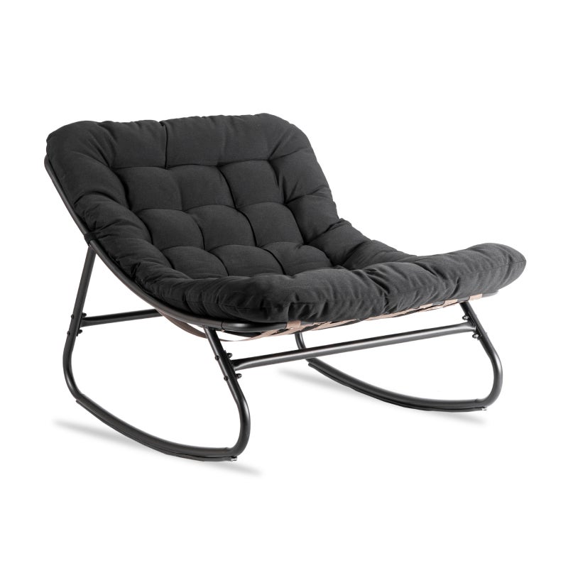 Fotel Bujany Wypoczynkowy Bujak Kubełkowy Do Salonu Sypialni Czarny AURORA