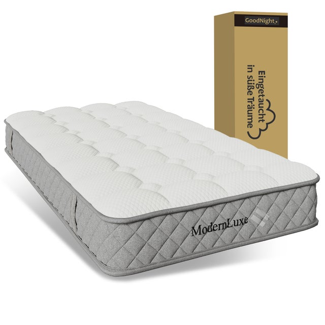 Materac kieszeniowy 7-strefowy 90 x 200 cm - Materac ortopedyczny z zimnej pianki o grubości 20 cm - Twardość H3 (średnio twardy) - 4 uchwyty