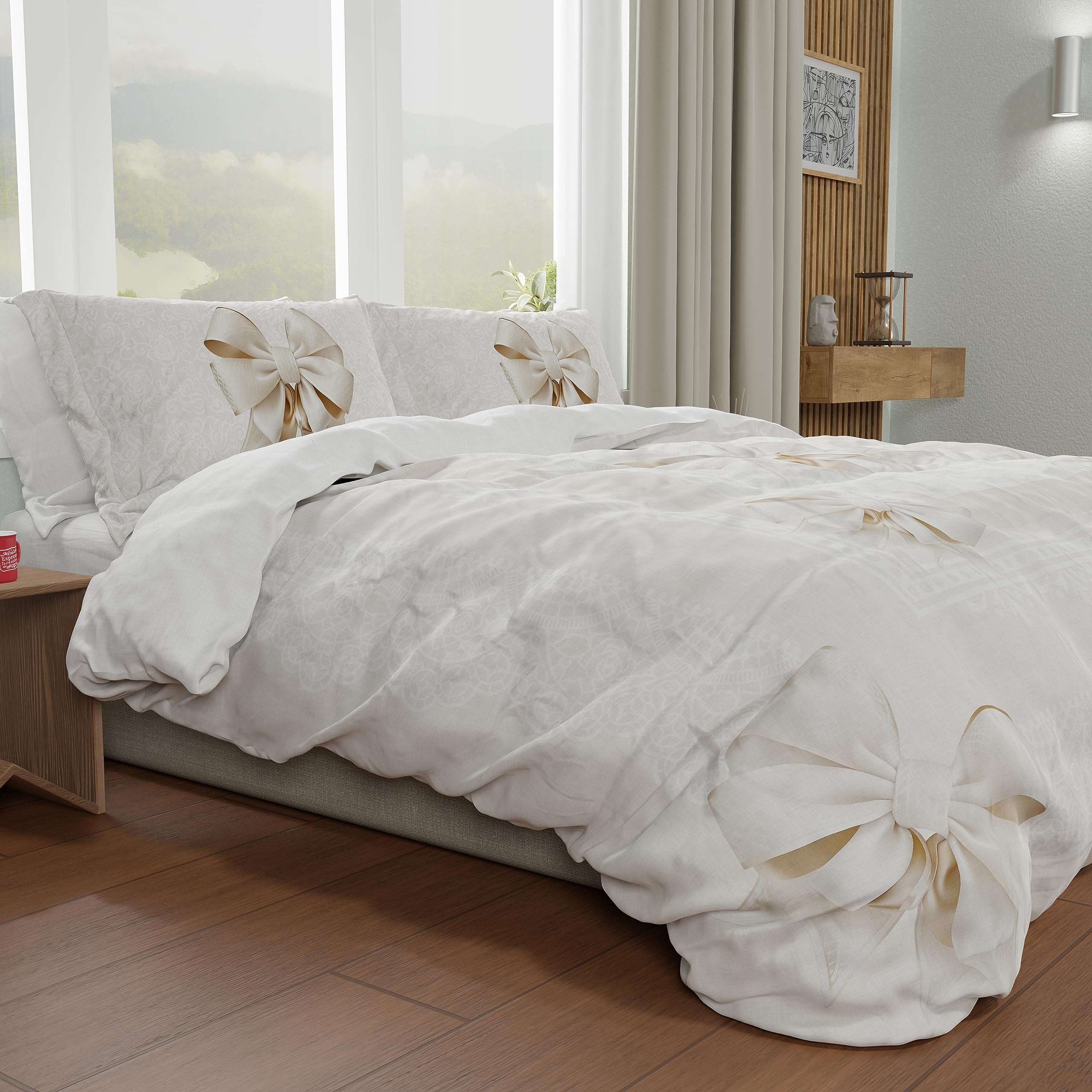 OAITE Set Copripiumino Queen Size Con Motivo Floreale – 3 Pezzi In Cotone Morbido, Chiusura A Cerniera E Lacci
