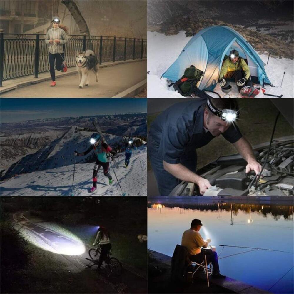 Lot de 2 lampes frontales LED avec détecteur de mouvement rechargeables par USB mains libres étanches pour camping randonnée 800 lumens - 3