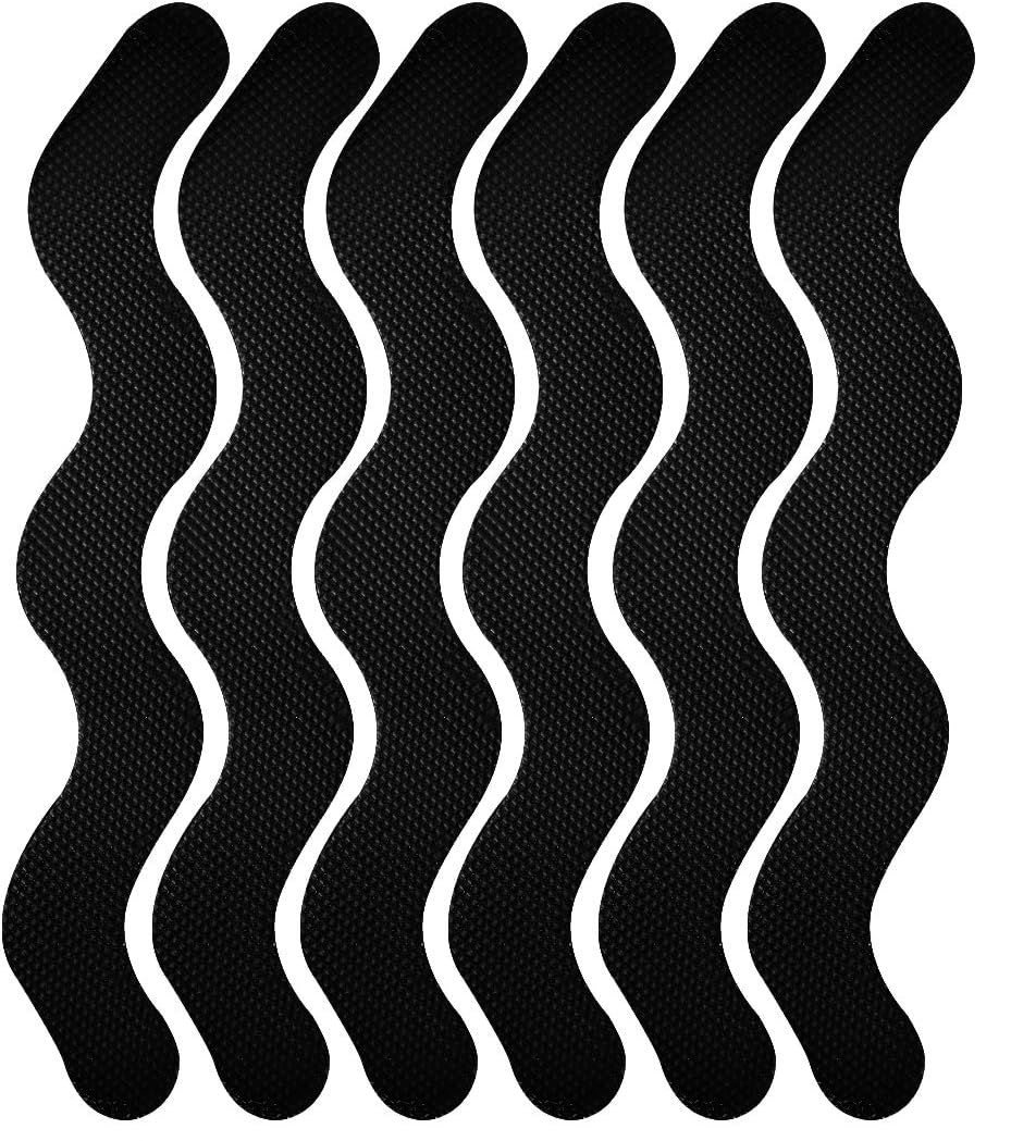 Naklejki antypoślizgowe do kabin prysznicowych w kształcie litery S, do wanien, pryszniców i schodów, 1,3 x 18 cm, opakowanie 6 szt., kolor czarny