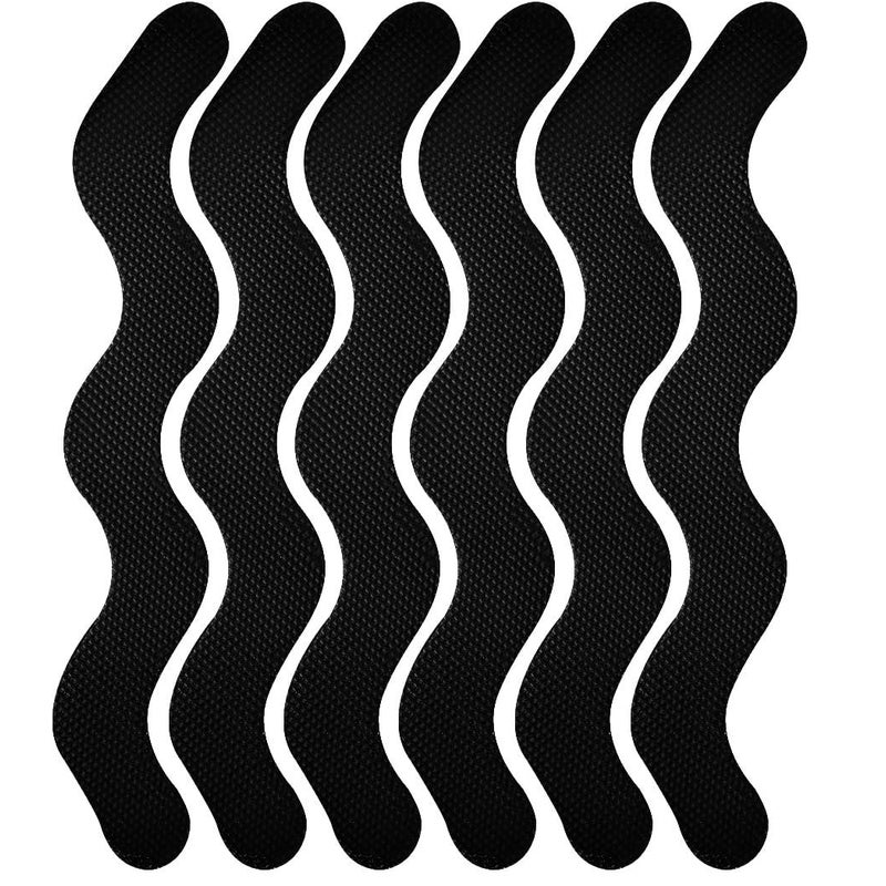 Naklejki antypoślizgowe do kabin prysznicowych w kształcie litery S, do wanien, pryszniców i schodów, 1,3 x 18 cm, opakowanie 6 szt., kolor czarny