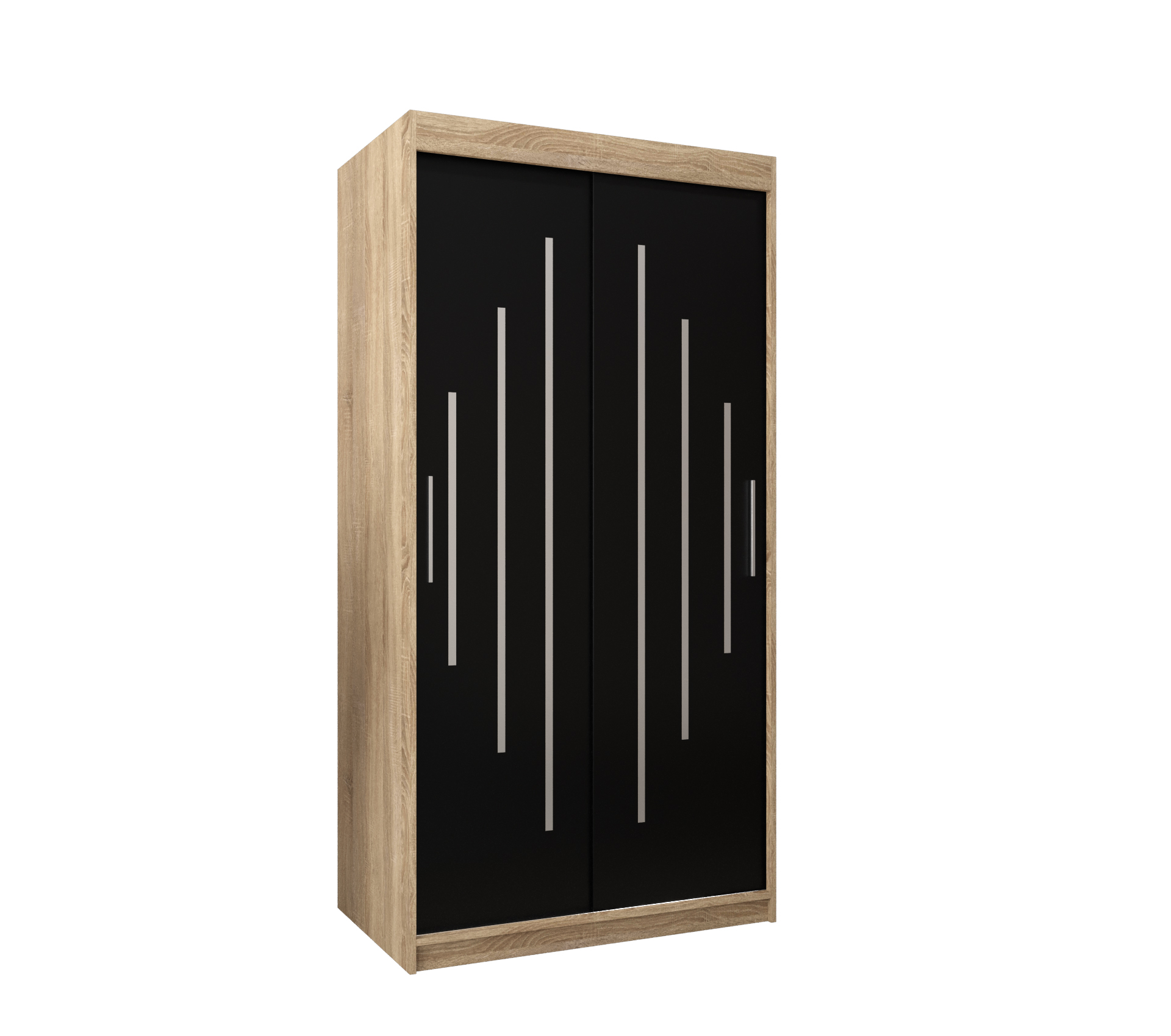 Szafa przesuwna garderoba York 100 x 62 x 200 cm Sonoma + Czarny - Abiks Meble